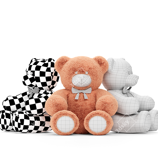 Beige Teddy Bear Plush Toy 3D model image 3