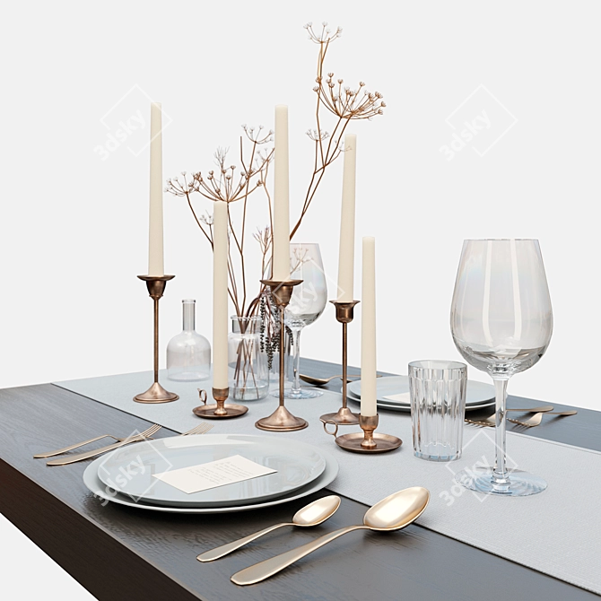 Elegant Table Setting Ensemble 3D model image 1