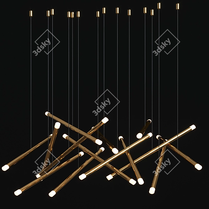 Modern LED Chandelier 14-Light Fixture 3D model image 1