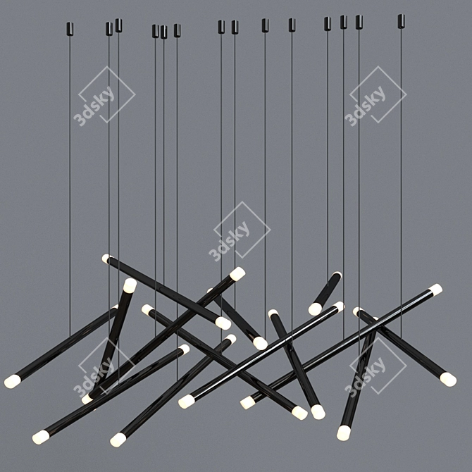 Modern LED Chandelier 14-Light Fixture 3D model image 2