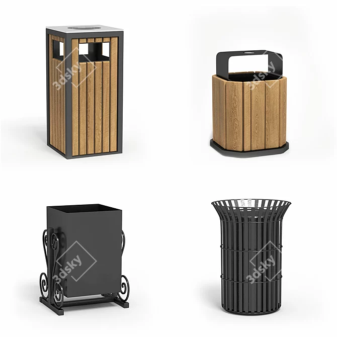 Simple Outdoor Trash Bins 8 3D model image 2