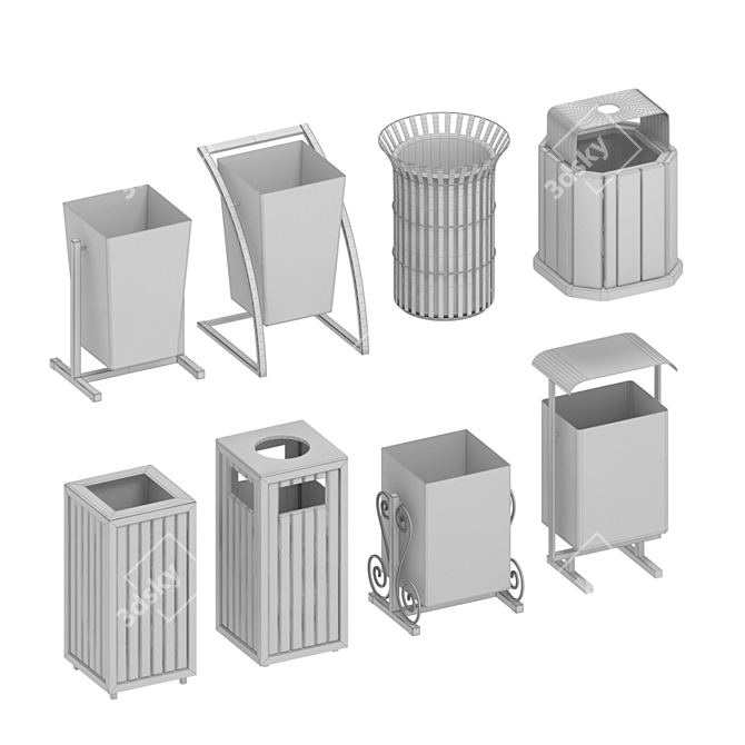 Simple Outdoor Trash Bins 8 3D model image 4