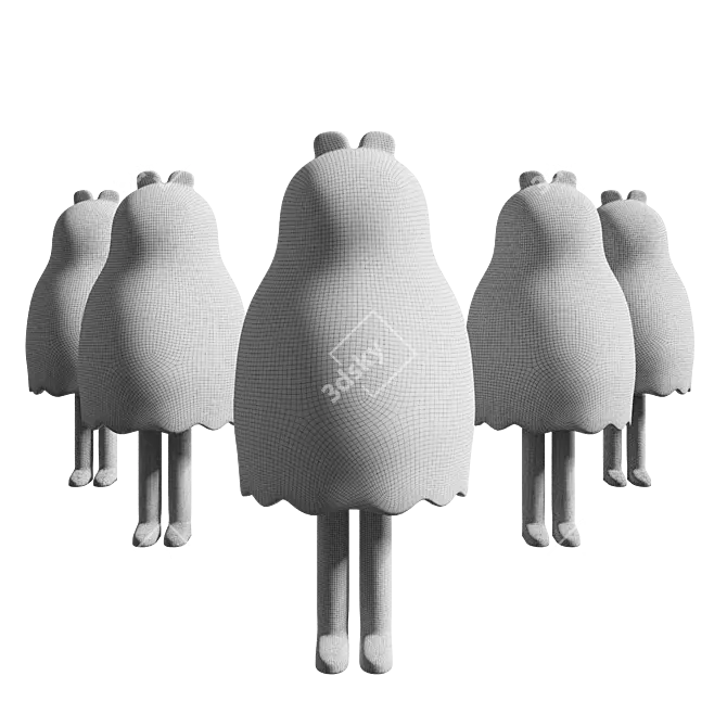 Cute Boo Bear Figurines 3D model image 2