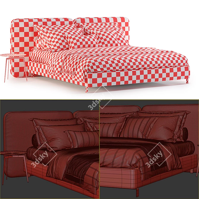 Luxury Minotti Tatlin-Cover Bed 3D model image 5