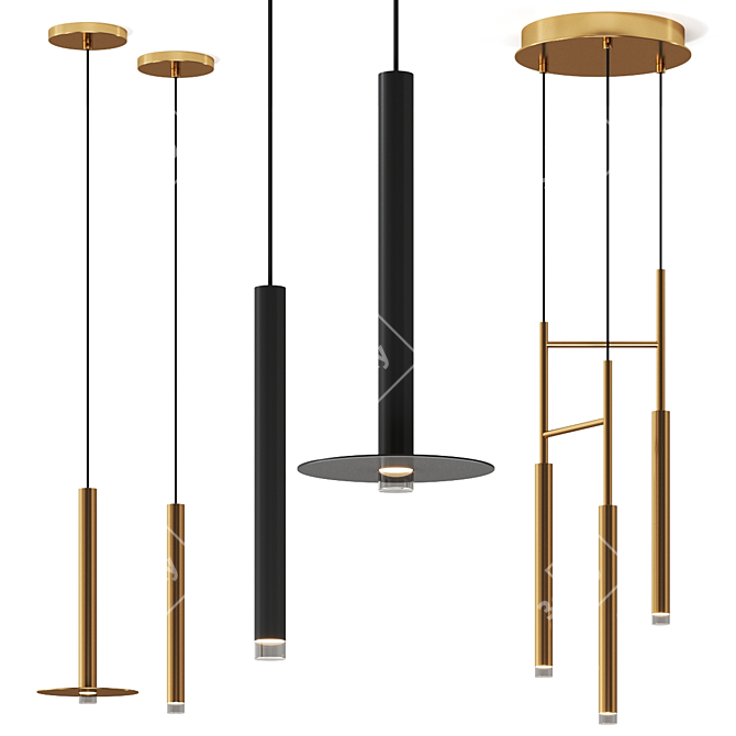 Grok Pendant Lamp Trio Variety 3D model image 1