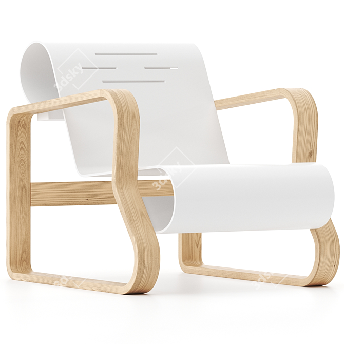 Minimalist Paimio 41 Armchair 3Colors 3D model image 1