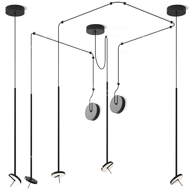 Sleek Grok LEDs Pendant Light 3D model image 1