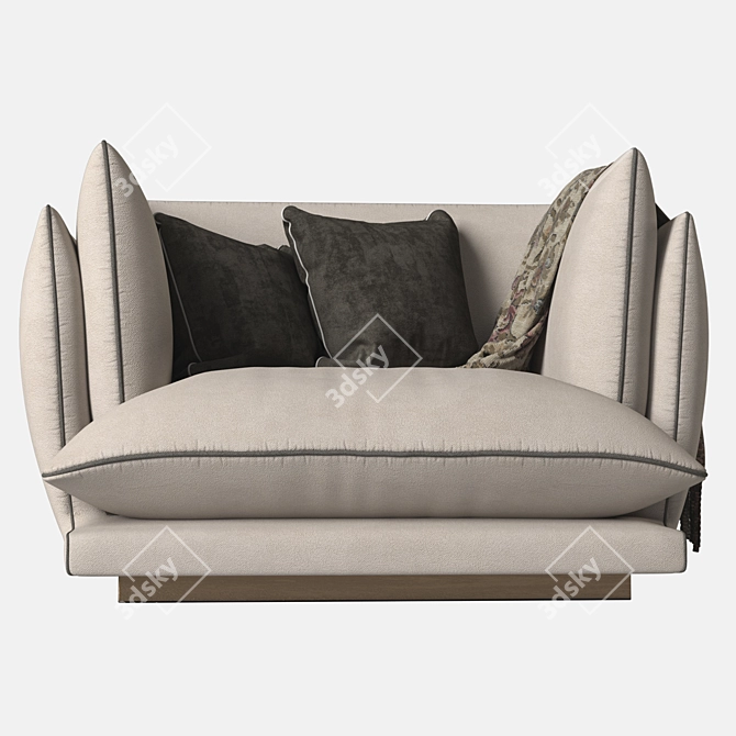 Elegant Allure Compact Armchair 3D model image 2