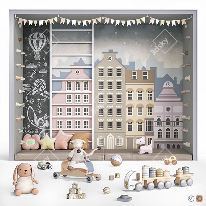 Children's Furniture & Decor Set 3D model image 1