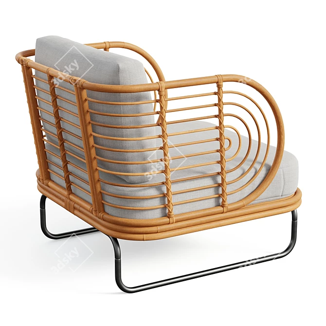 Modernist Rattan Chair Elegant Design 3D model image 2