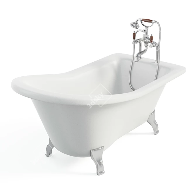 Vintage Freestanding Bath with Classic Mixer 3D model image 1