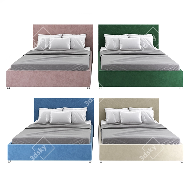 Elegant Velvet Upholstered Lift Storage Bed 3D model image 2