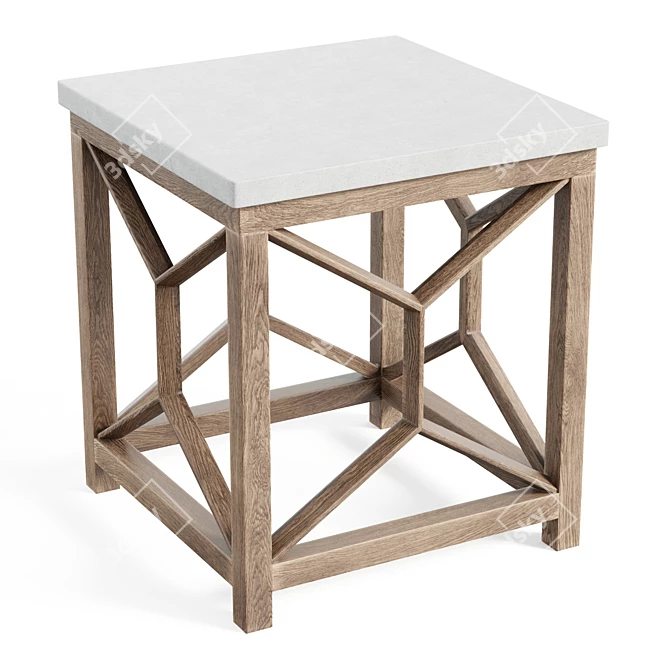 Geometric Stone Top Side Table 3D model image 1