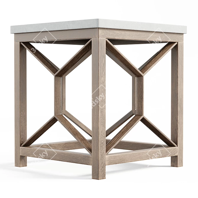 Geometric Stone Top Side Table 3D model image 3