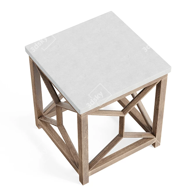 Geometric Stone Top Side Table 3D model image 4