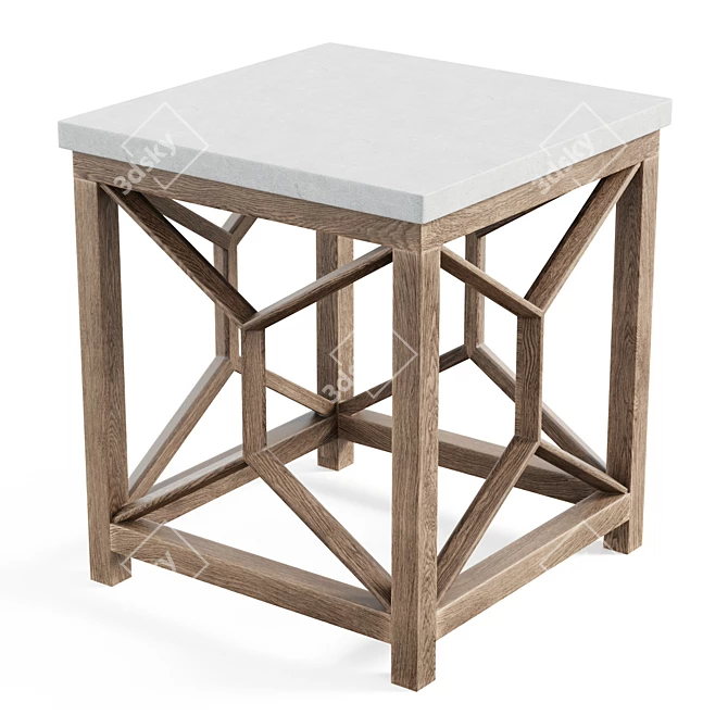 Geometric Stone Top Side Table 3D model image 5