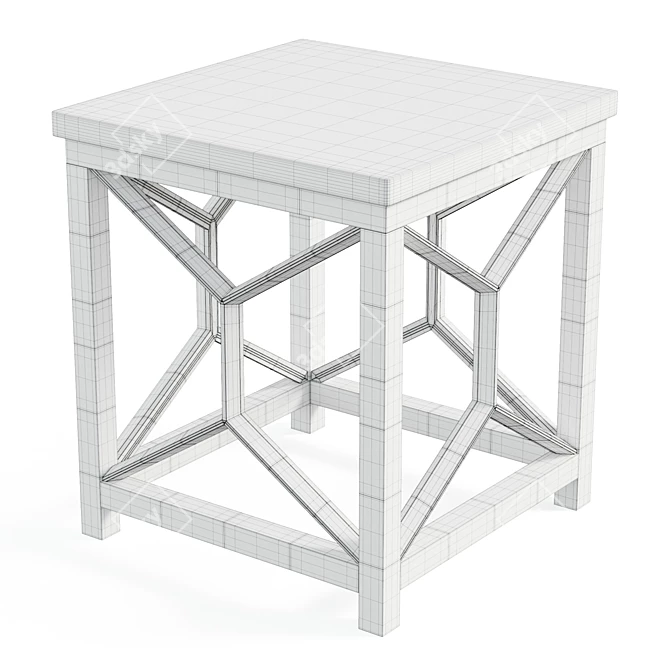 Geometric Stone Top Side Table 3D model image 6