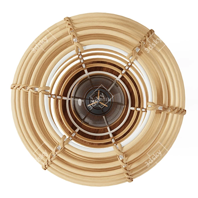 Boho Rattan Lantern Table Lamp 3D model image 2