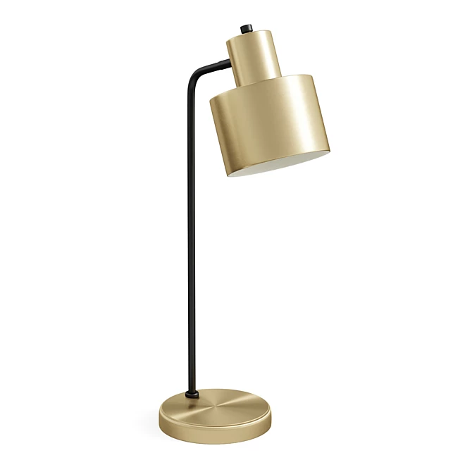 Brushed Gold Cylinder Desk Lamp 3D model image 1