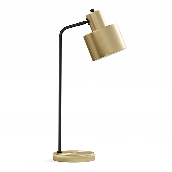 Brushed Gold Cylinder Desk Lamp 3D model image 2