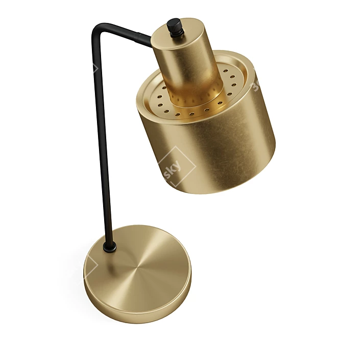 Brushed Gold Cylinder Desk Lamp 3D model image 4