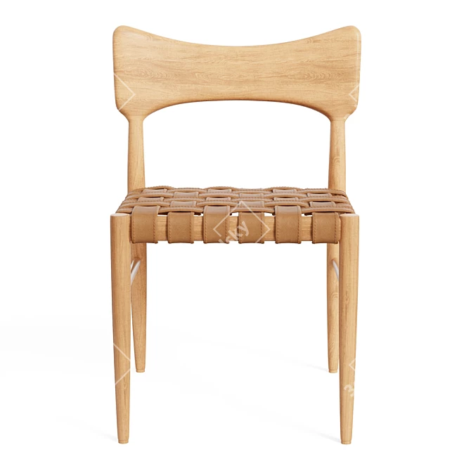 Saddle Leather Oak Dining Chair 3D model image 5
