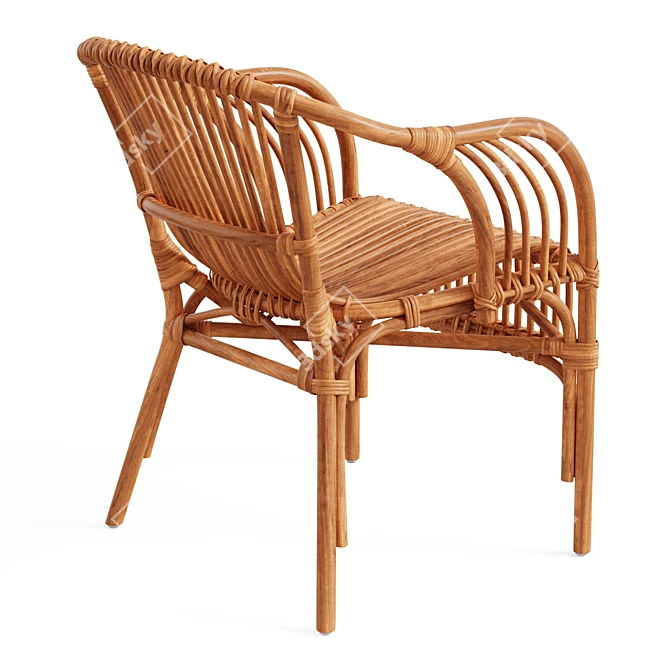 Colonial Rattan Curving Chair 3D model image 2