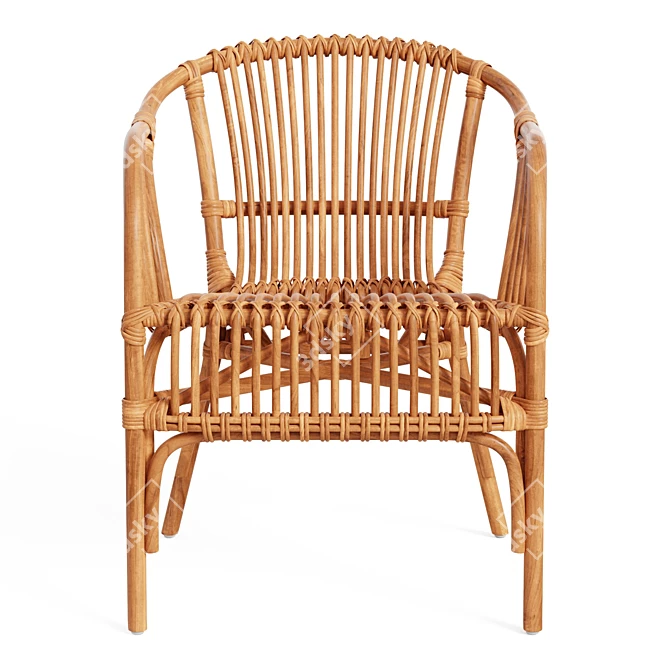 Colonial Rattan Curving Chair 3D model image 5