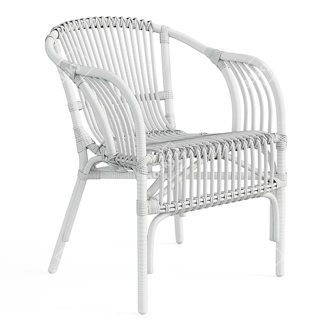Colonial Rattan Curving Chair 3D model image 6
