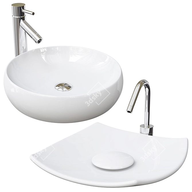 Designer Sink Set v002 3D model image 1