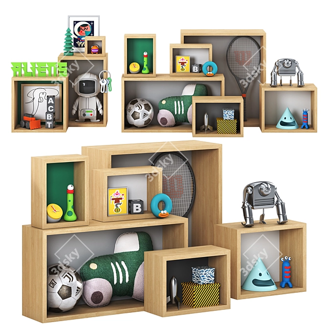 Modern Kids Room 3D Decor 3D model image 1