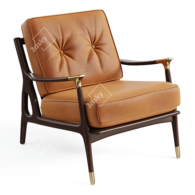  Midcentury Leather Accent Chair 3D model image 1