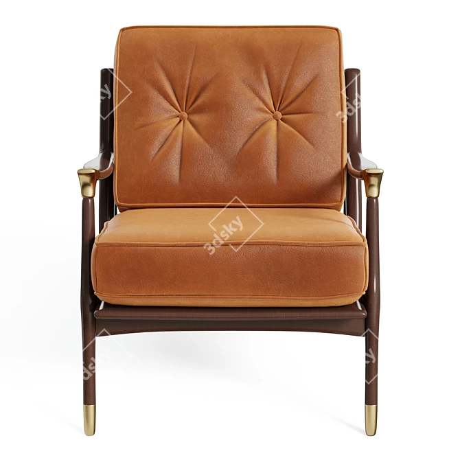  Midcentury Leather Accent Chair 3D model image 5