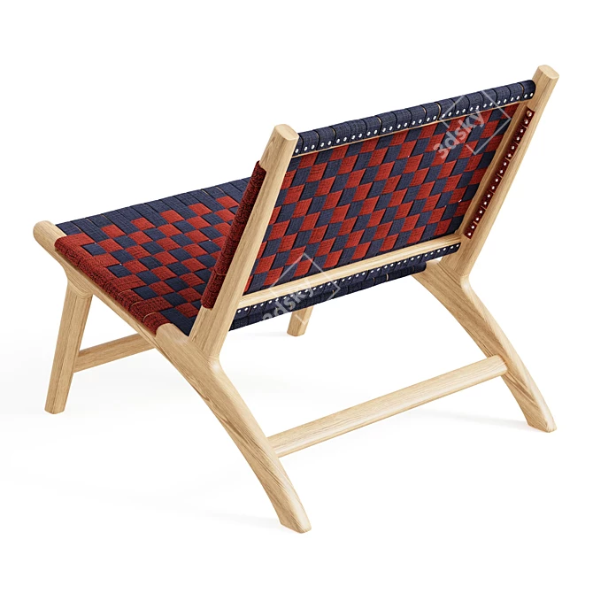 Modern French Checkered Oak Chair 3D model image 3