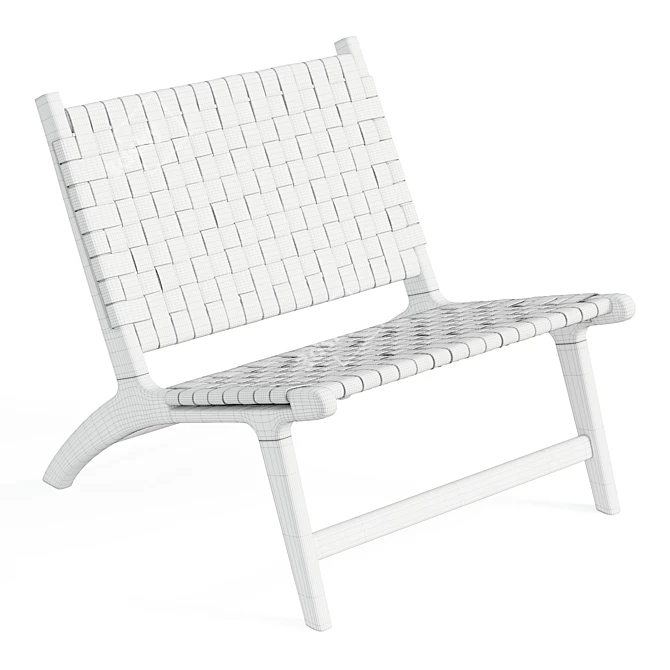 Modern French Checkered Oak Chair 3D model image 6