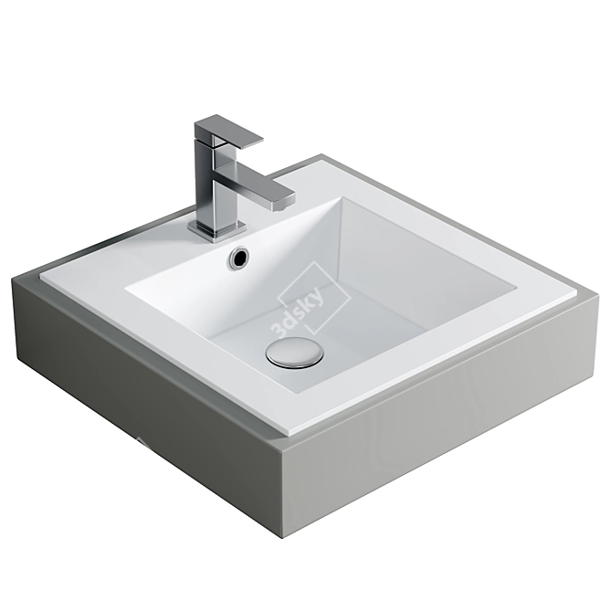 Elegant Melana 41 White Basin 3D model image 1