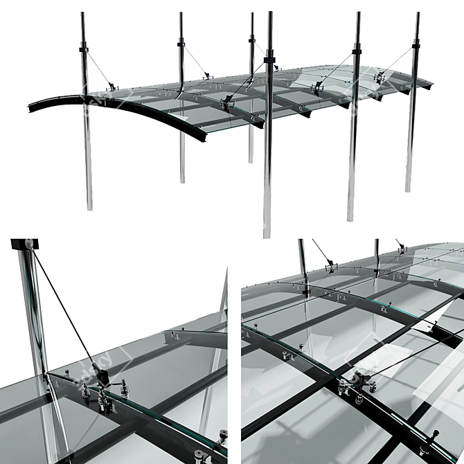 Expandable Glass Canopy Design 3D model image 1