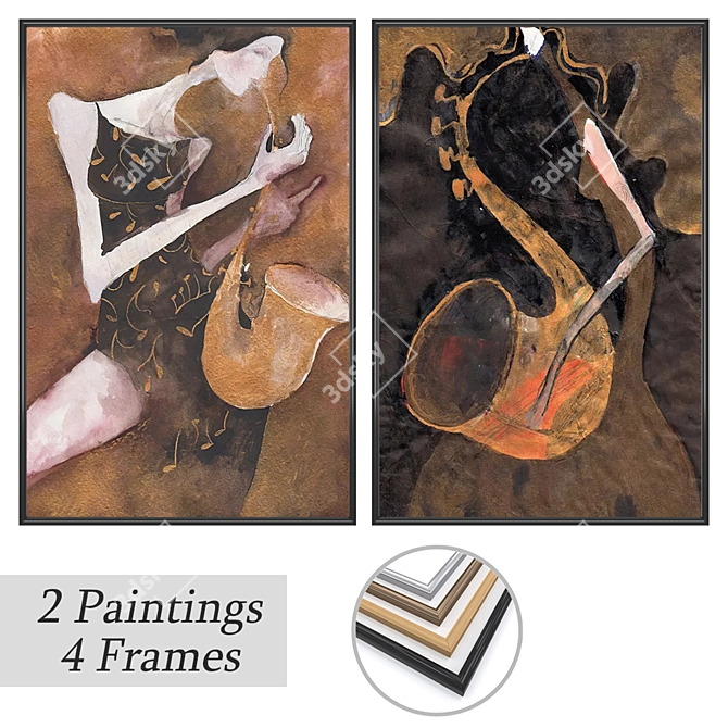 Art Set with Multiple Frames 3D model image 1