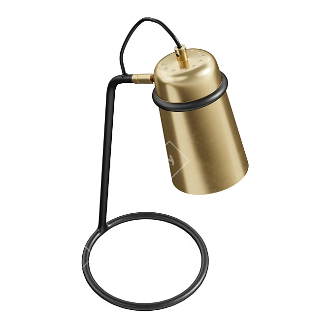 Retro-style Satin Brass Task Lamp 3D model image 4