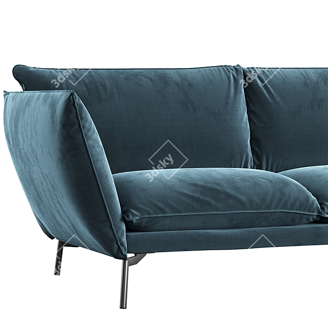 Hugo 3 Sofa with Stitched Cushions 3D model image 4