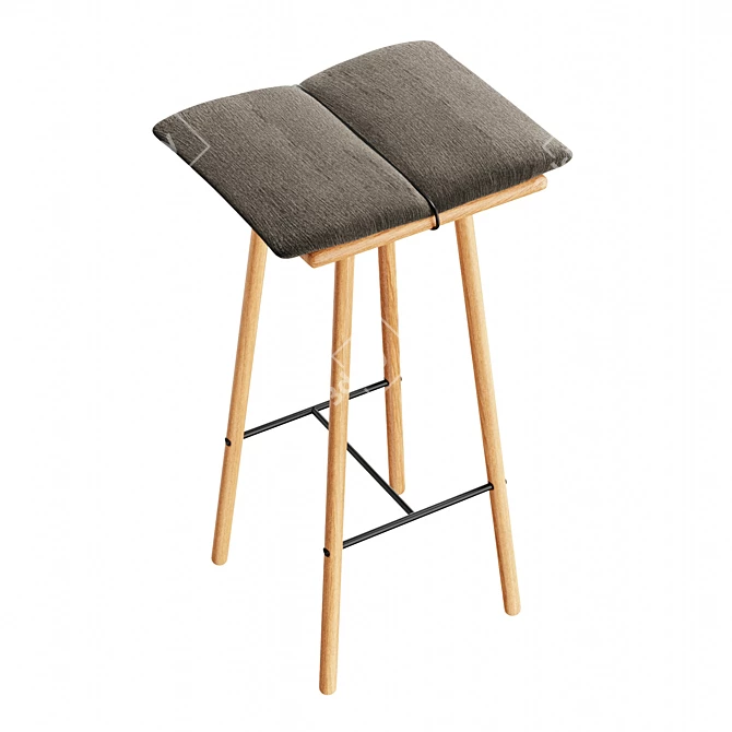 Oak Counter Stool with Cushion 3D model image 4