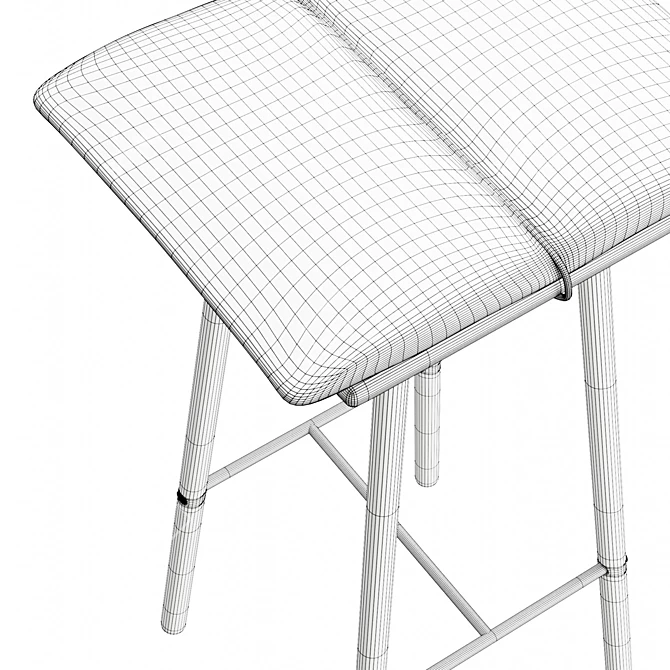 Oak Counter Stool with Cushion 3D model image 6