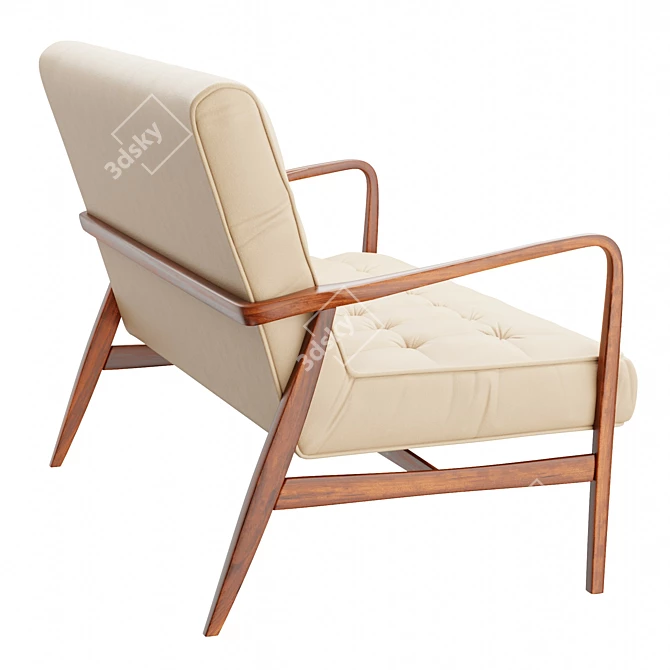 Retro Mid Century Leather Sofa 3D model image 3