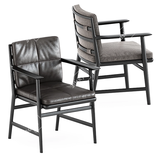 Sensual Ladder Back Armchair: Elegant Comfort 3D model image 1