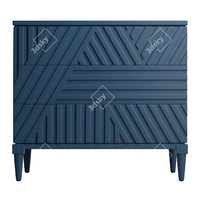 Geometric Blue Drawer Statement Chest 3D model image 2