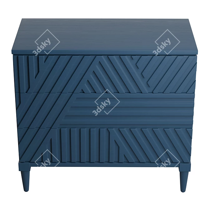 Geometric Blue Drawer Statement Chest 3D model image 3