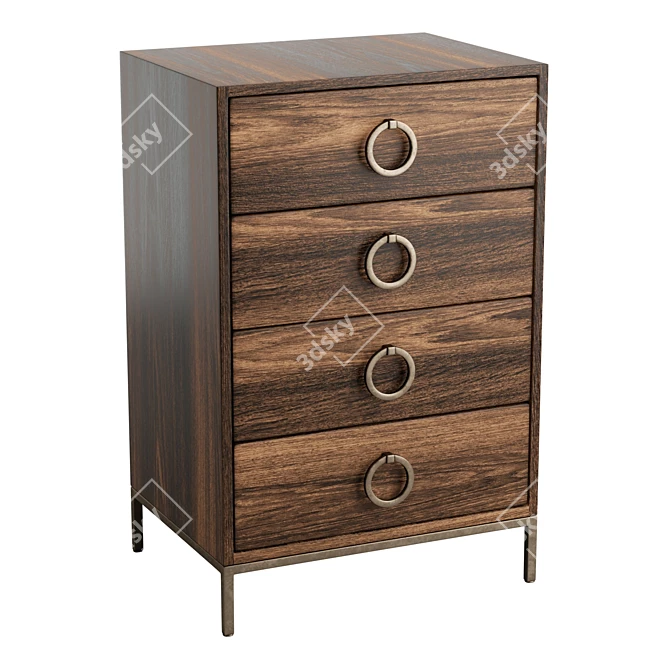 Rustic Mango Wood Drawer Chest 3D model image 1