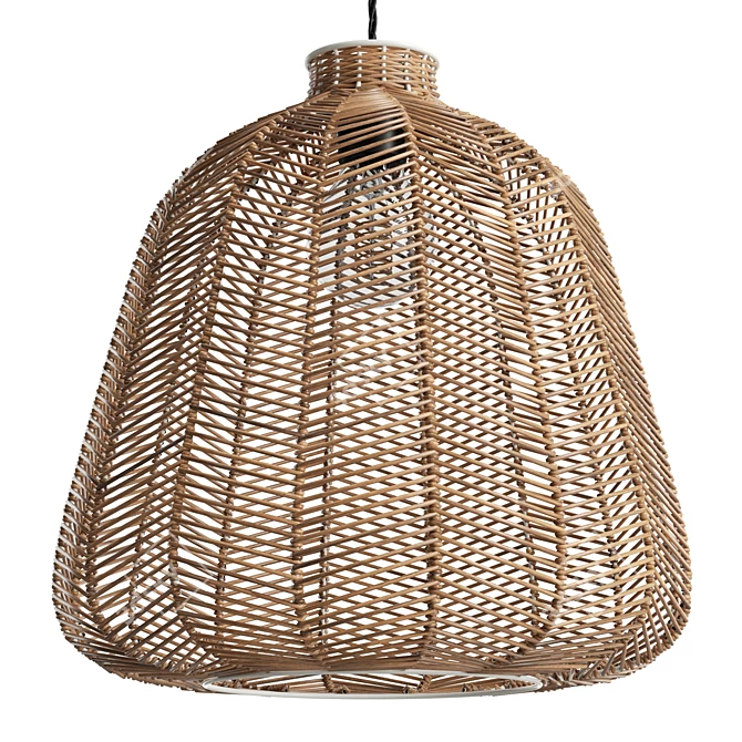 Natural Rattan Chevron Pendant Shade 3D model image 1
