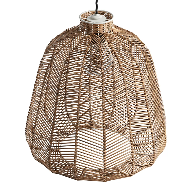 Natural Rattan Chevron Pendant Shade 3D model image 4