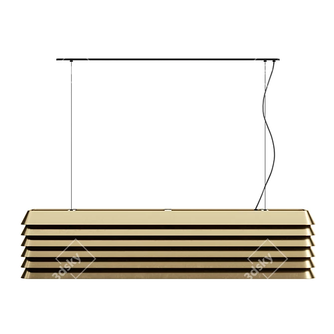 Sleek Louvre Aluminum Pendant Light 3D model image 2